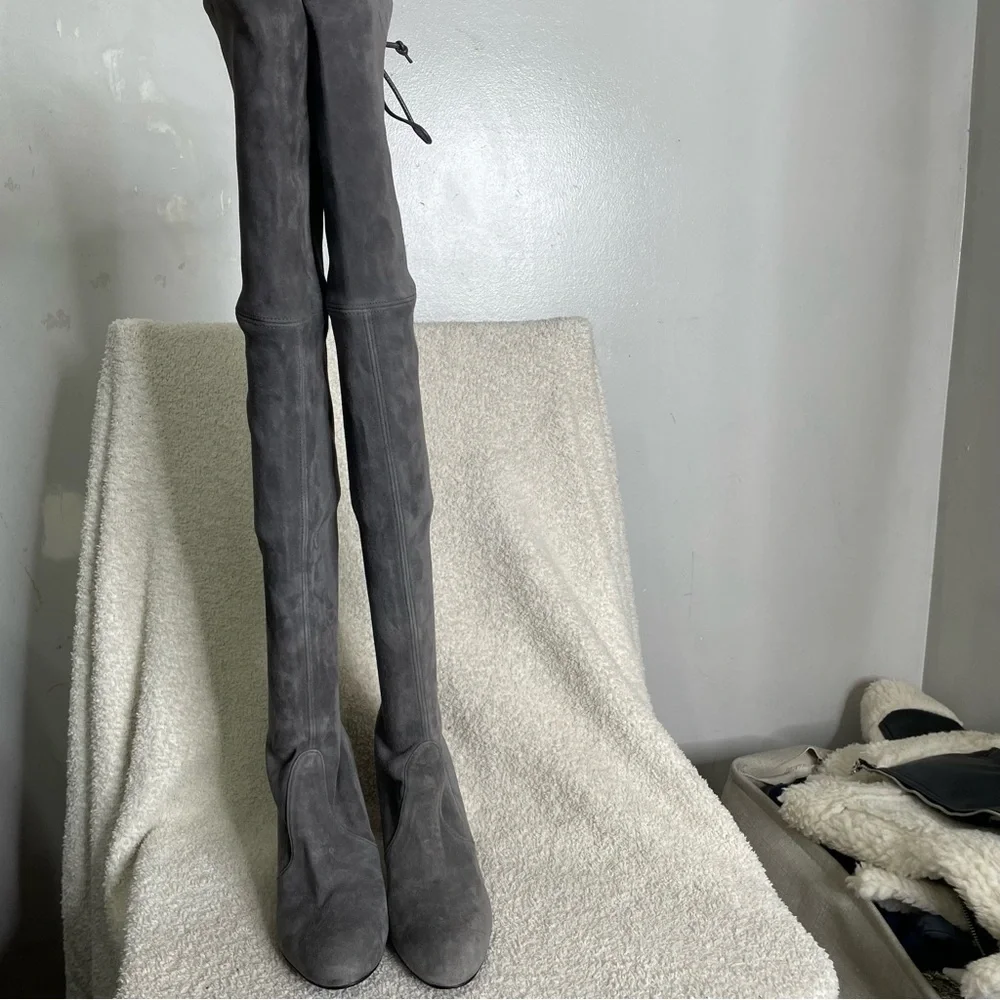 Stuart Weitzman Suede Highland‎ Heeled Over The Knee Slouchy High Glove Boot 4.5